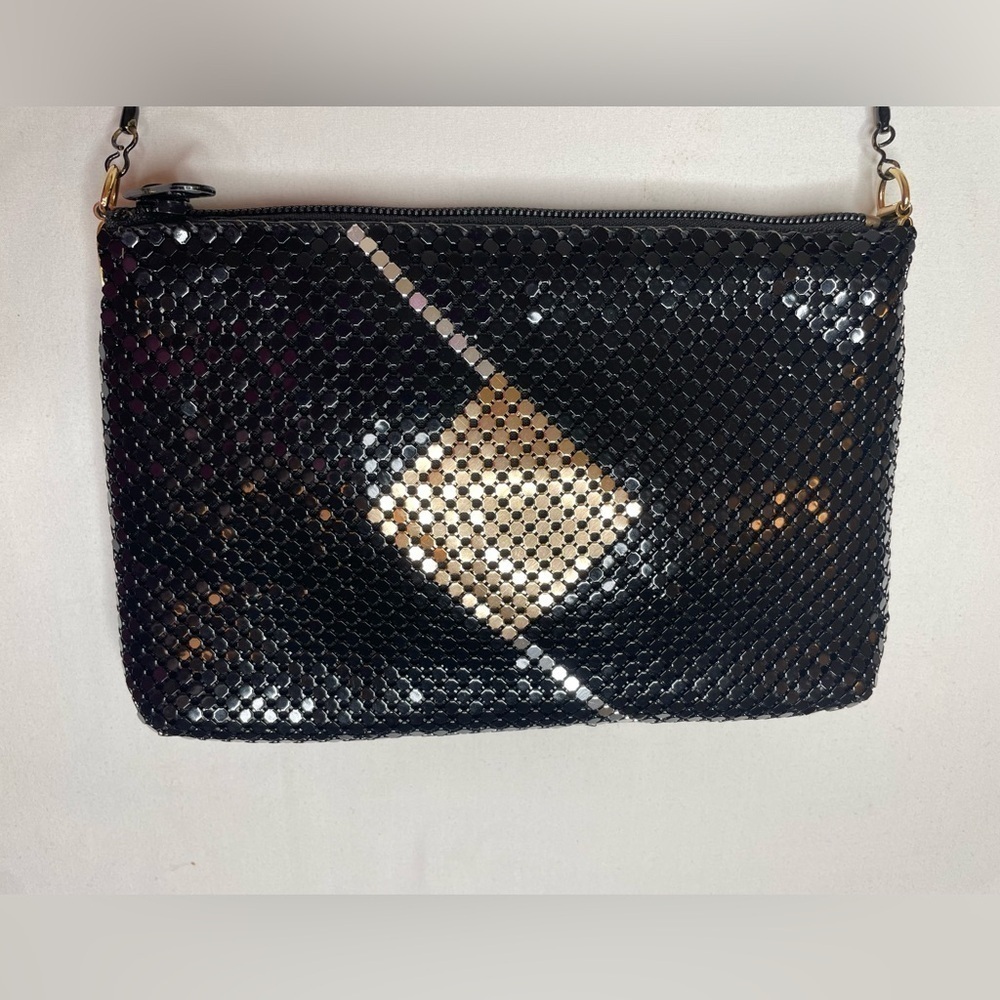 Vintage Black Sequin Chain Crossbody Clutch